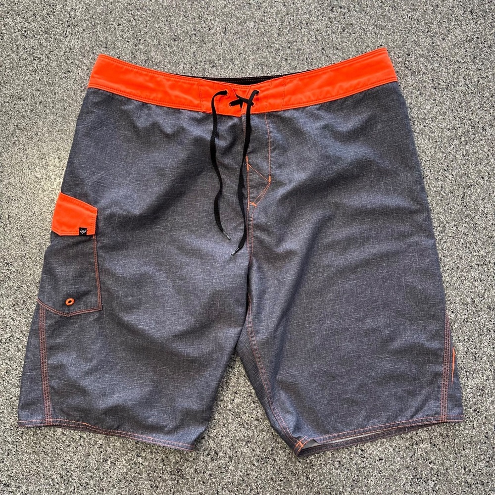 Fox Racing Boardshorts Mens 36 Swim Shorts Trunks 22" H2O Grey Neon Orange